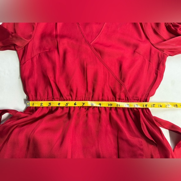 INC International Concepts Cranberry red surplice ruffle hem midi dress size M - Picture 15 of 16